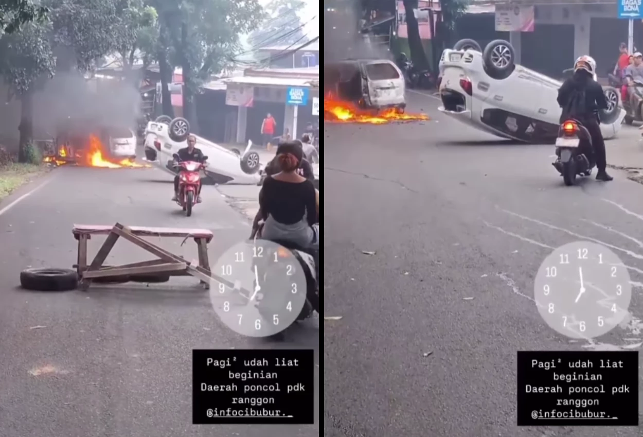 Dua mobil tabrakan di jakarta timur, 1 kendaraan terbakar