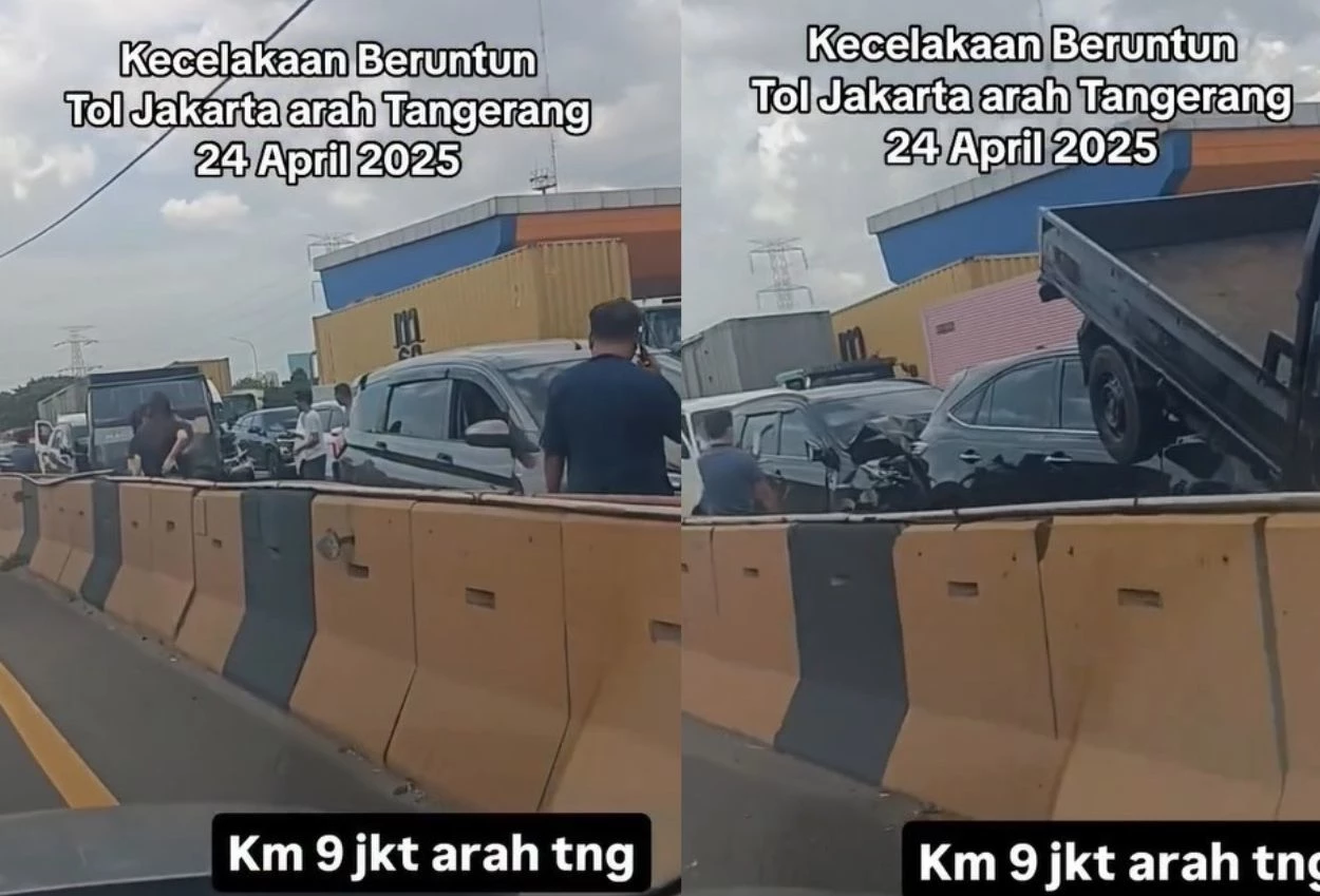 Kecelakaan beruntun di tol jakarta tangerang libatkan empat mobil, satu orang dilarikan ke rs