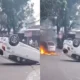 Kecelakaan dan kebakaran mobil di dekat tpu pondok ranggon ternyata dipicu aksi massa tolak penangkapan tersangka