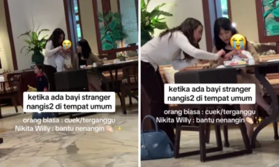 Nikita willy bantu bayi orang yang nangis, santai taro tas puluhan juta di lantai