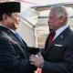 Prabowo subianto tiba di yordania, disambut langsung raja abdullah ii