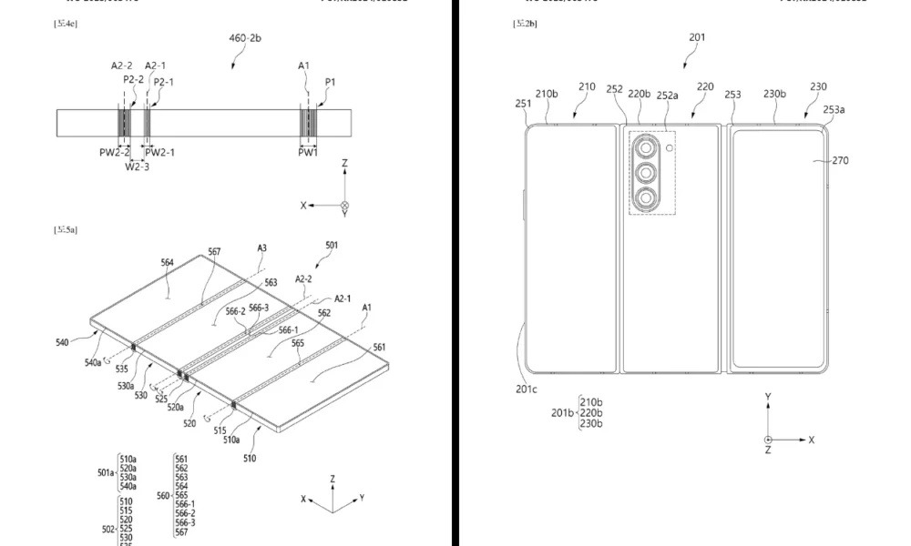 Samsung ajukan paten ponsel lipat empat panel, ini rancangannya!