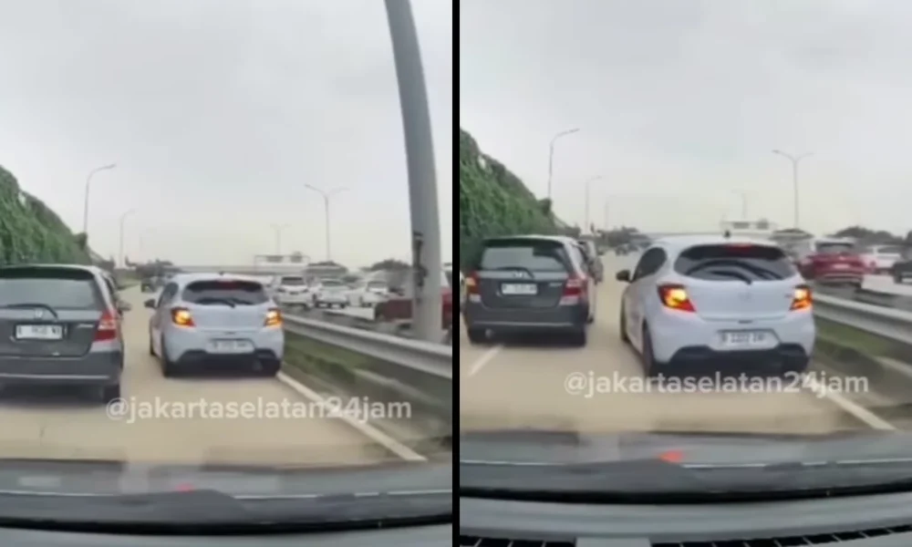 Tak terima ditegur karena mendadak mundur di jalan tol, sopir brio nggak nyelakain orang kan