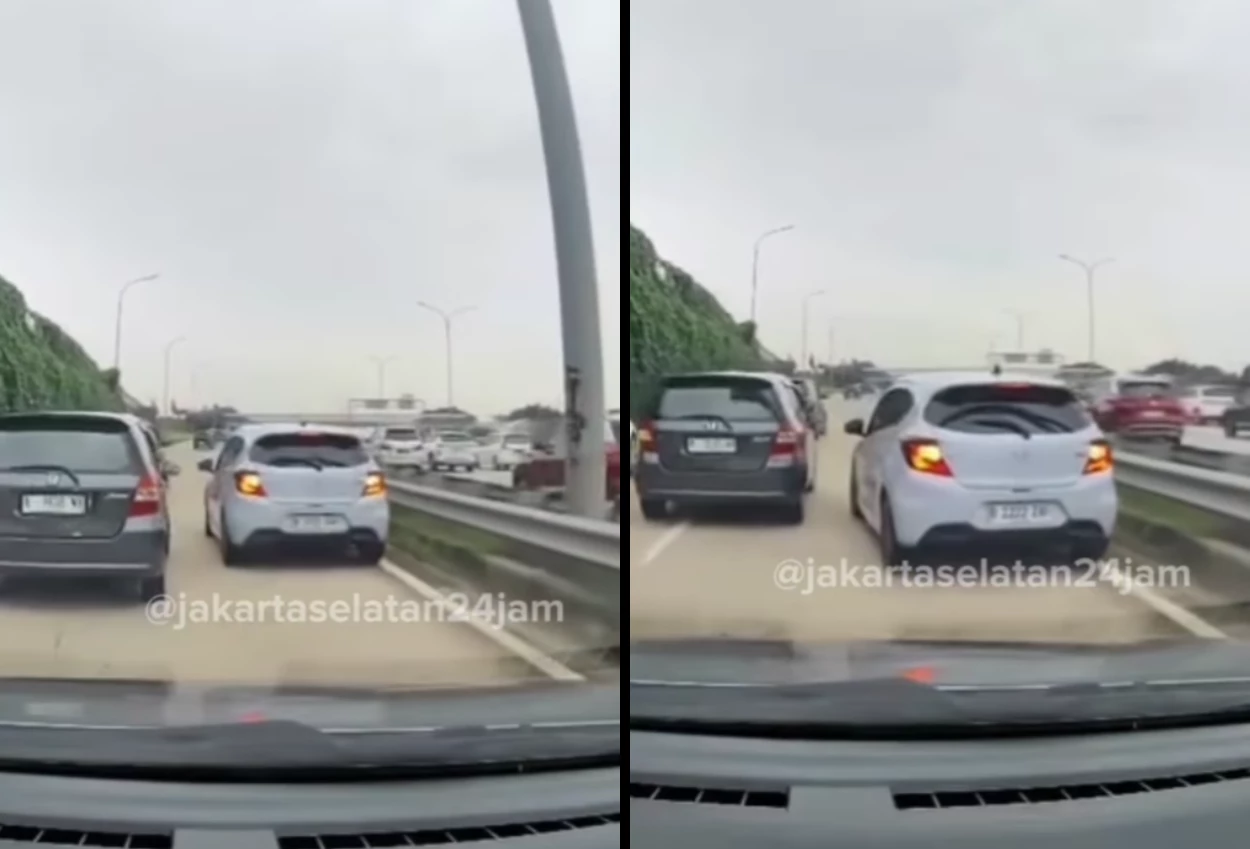 Tak terima ditegur karena mendadak mundur di jalan tol, sopir brio nggak nyelakain orang kan