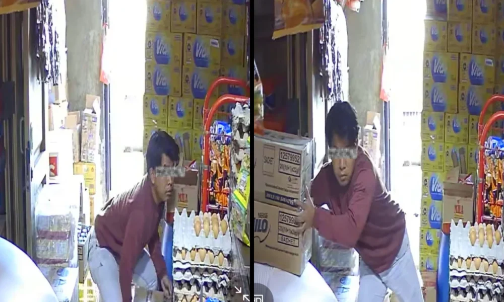 Terekam cctv, pencuri gasak 5 dus susu di toko sembako cilincing