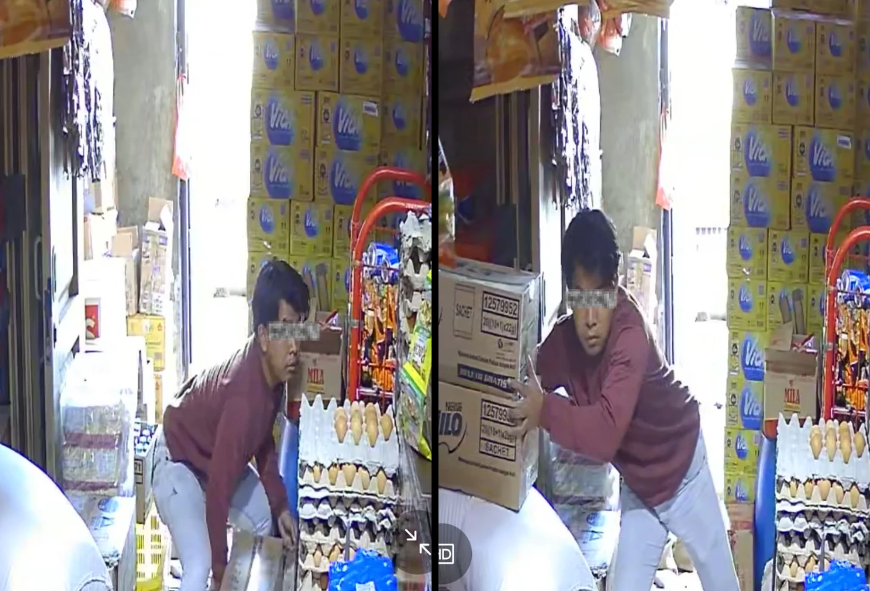 Terekam cctv, pencuri gasak 5 dus susu di toko sembako cilincing