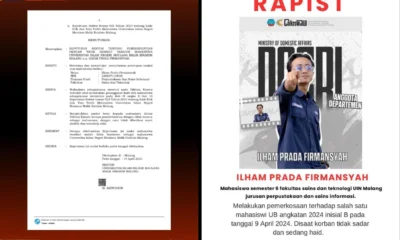 Terjerat kasus pemerkosaan mahasiswi ub, mahasiswa uin malang diberhentikan tidak hormat