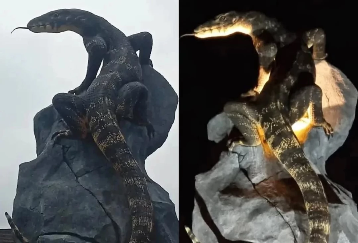 Tugu biawak di wonosobo dibangun dengan dana desa, hasilnya bikin publik tercengang!