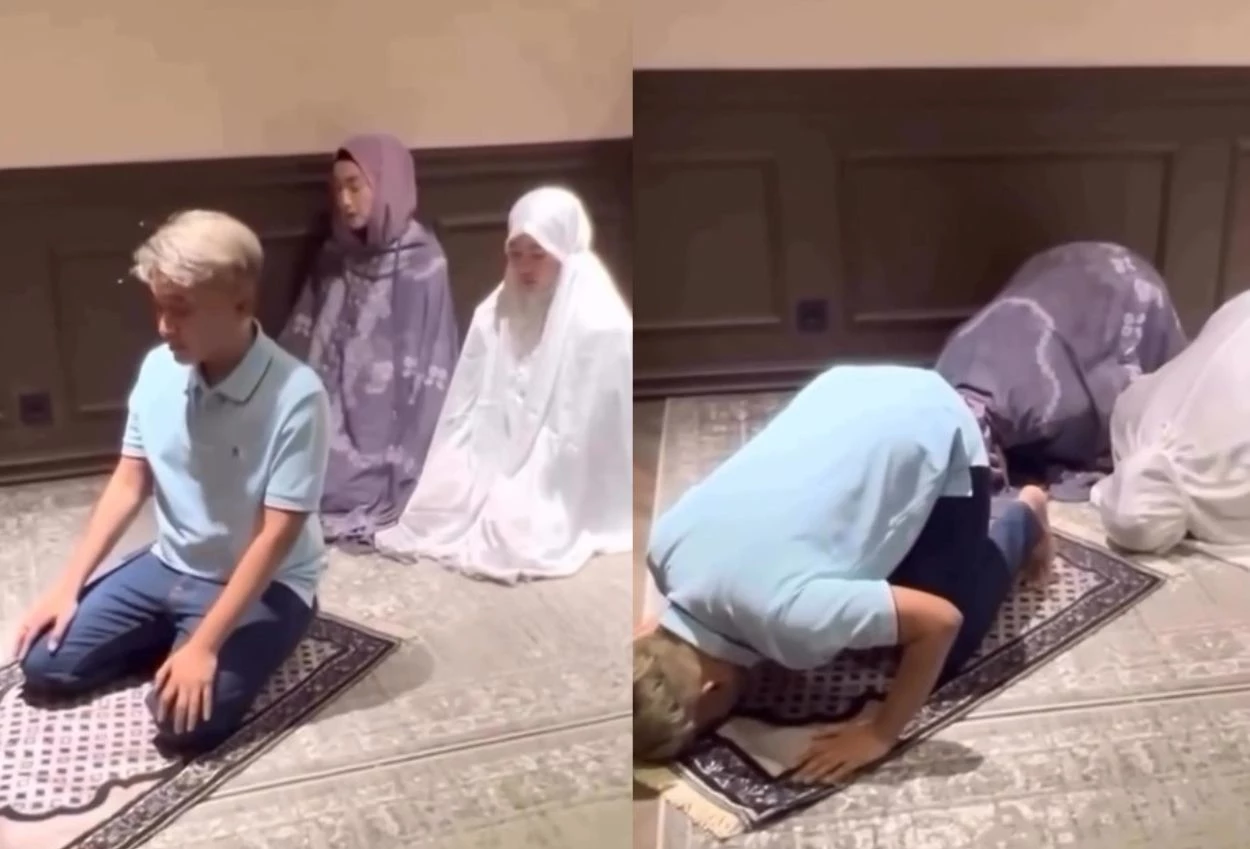 Viral video, ruben onsu jadi imam salat desy ratnasari dan anaknya