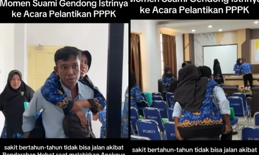 Bertahun tahun tak bisa jalan karena sakit, wanita ini digendong suami demi ikut tes pppk