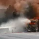 Bus pariwisata terbakar di tol cikampek, 50 penumpang selamat