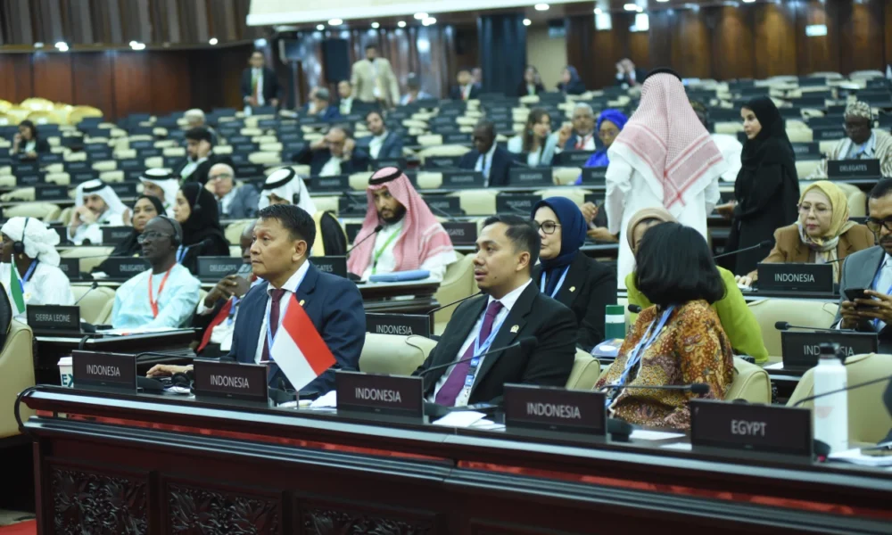 Ketua badan kerja sama antar parlemen (bksap) dpr ri, mardani ali sera dalam sidang komite eksekutif ke 53 puic yang digelar di gedung dpr, kompleks parlemen, senayan, jakarta, rabu (145)