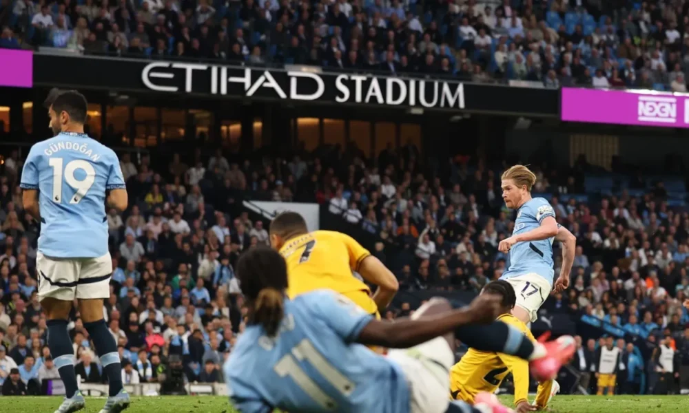 Manchester city tundukkan wolves 1 0 lewat gol de bruyne