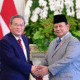 Prabowo subianto menerima kunjungan resmi premier republik rakyat tiongkok (rrt) li qiang di istana merdeka, jakarta, pada minggu (255)