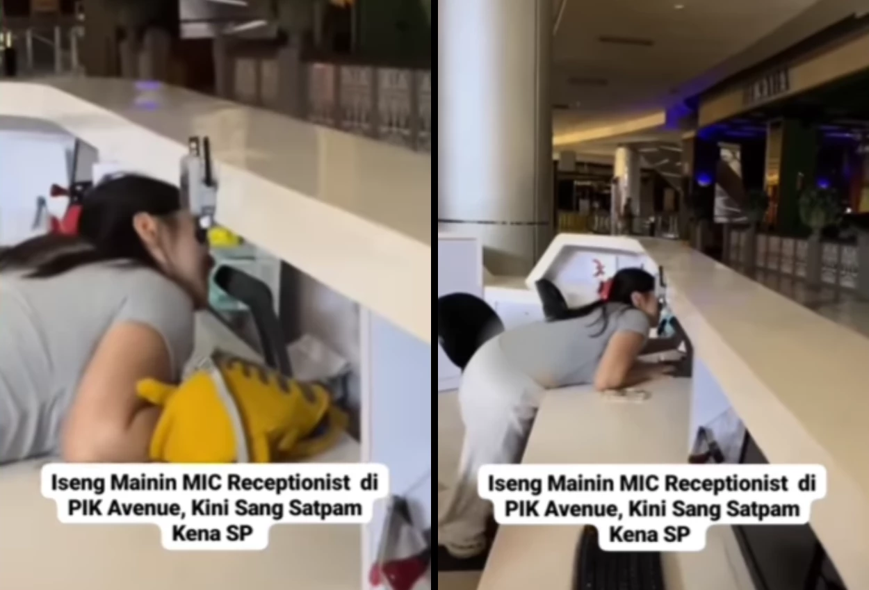 Viral! pengunjung gunakan mic resepsionis demi konten, satpam diduga kena sp