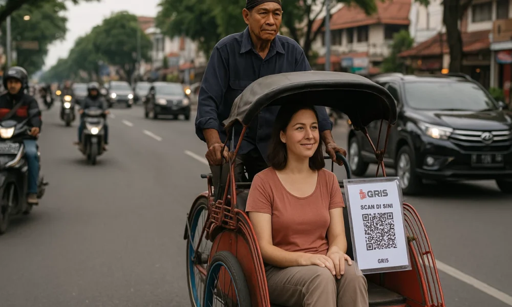 Becak di solo kini bisa dibayar pakai qris!