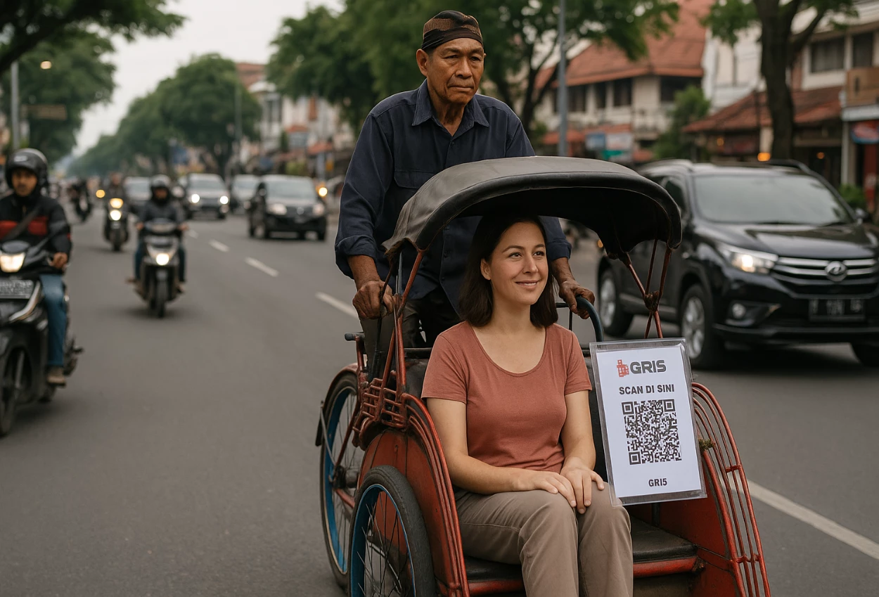 Becak di solo kini bisa dibayar pakai qris!