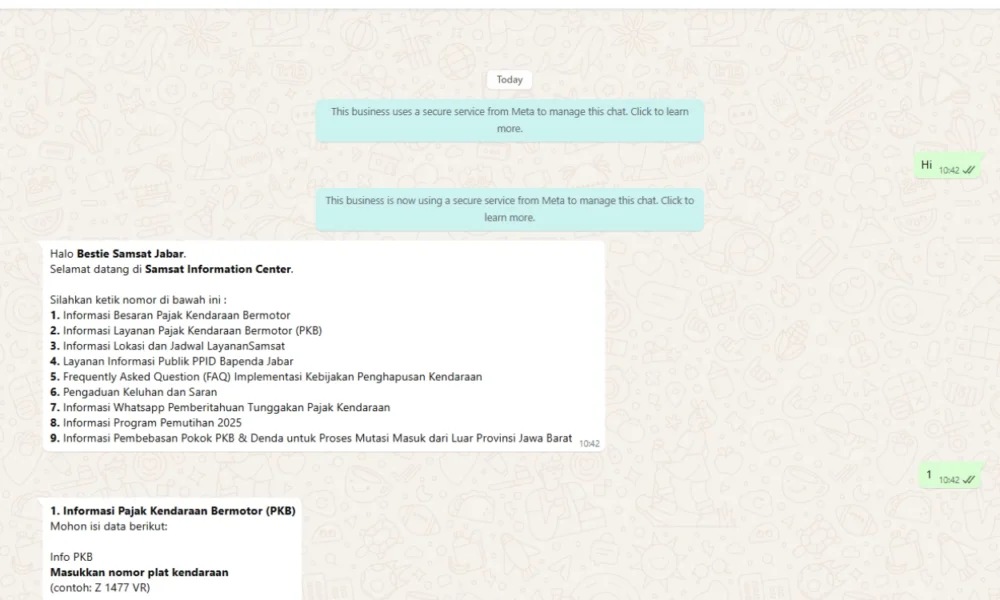 Cara mudah cek pajak kendaraan lewat whatsapp