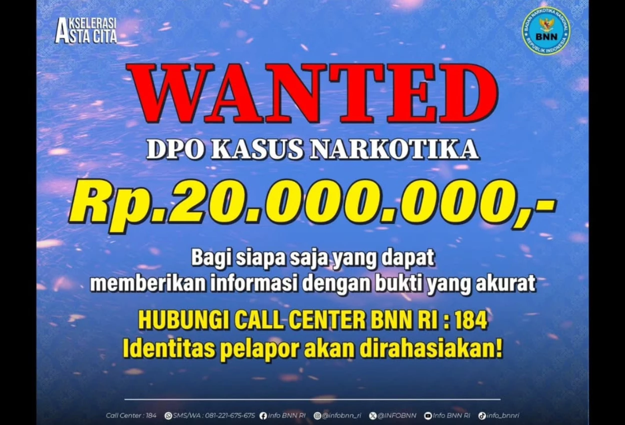 Gelar sayembara, bnn beri 20 juta kepada masyarakat yang bisa berikan informasi 10 dpo narkoba