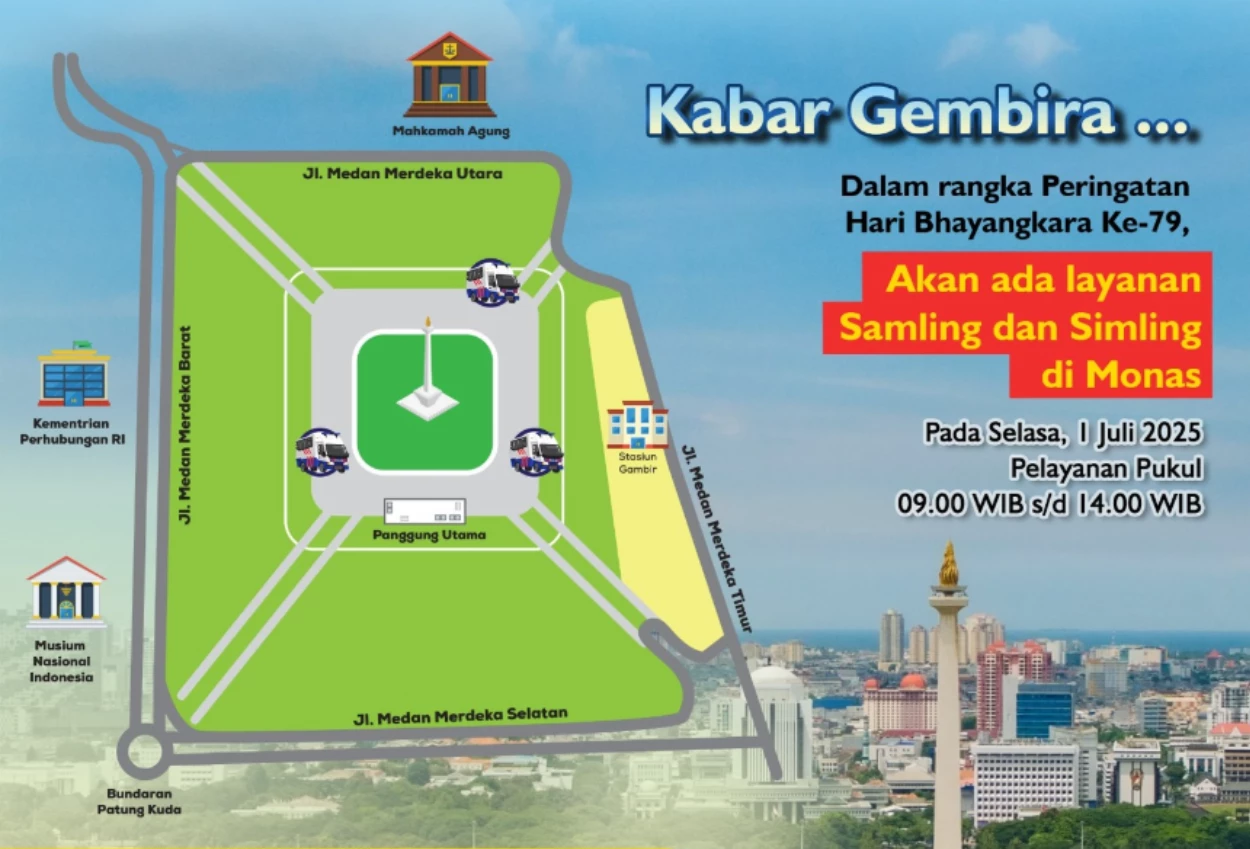 Layanan sim dan samsat keliling hadir di monas saat hut bhayangkara ke 79