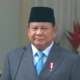 Presiden prabowo subianto memimpin upacara peringatan hari lahir pancasila yang digelar di gedung pancasila, kementerian luar negeri, jakarta pusat, pada senin (26).