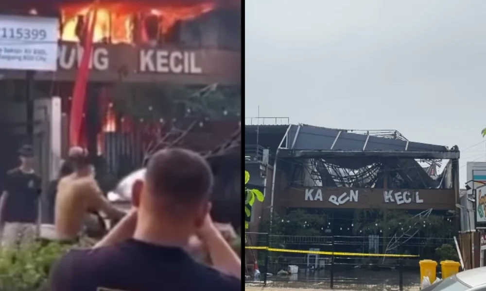 Rumah makan kampung kecil di bsd terbakar, 2 orang luka luka