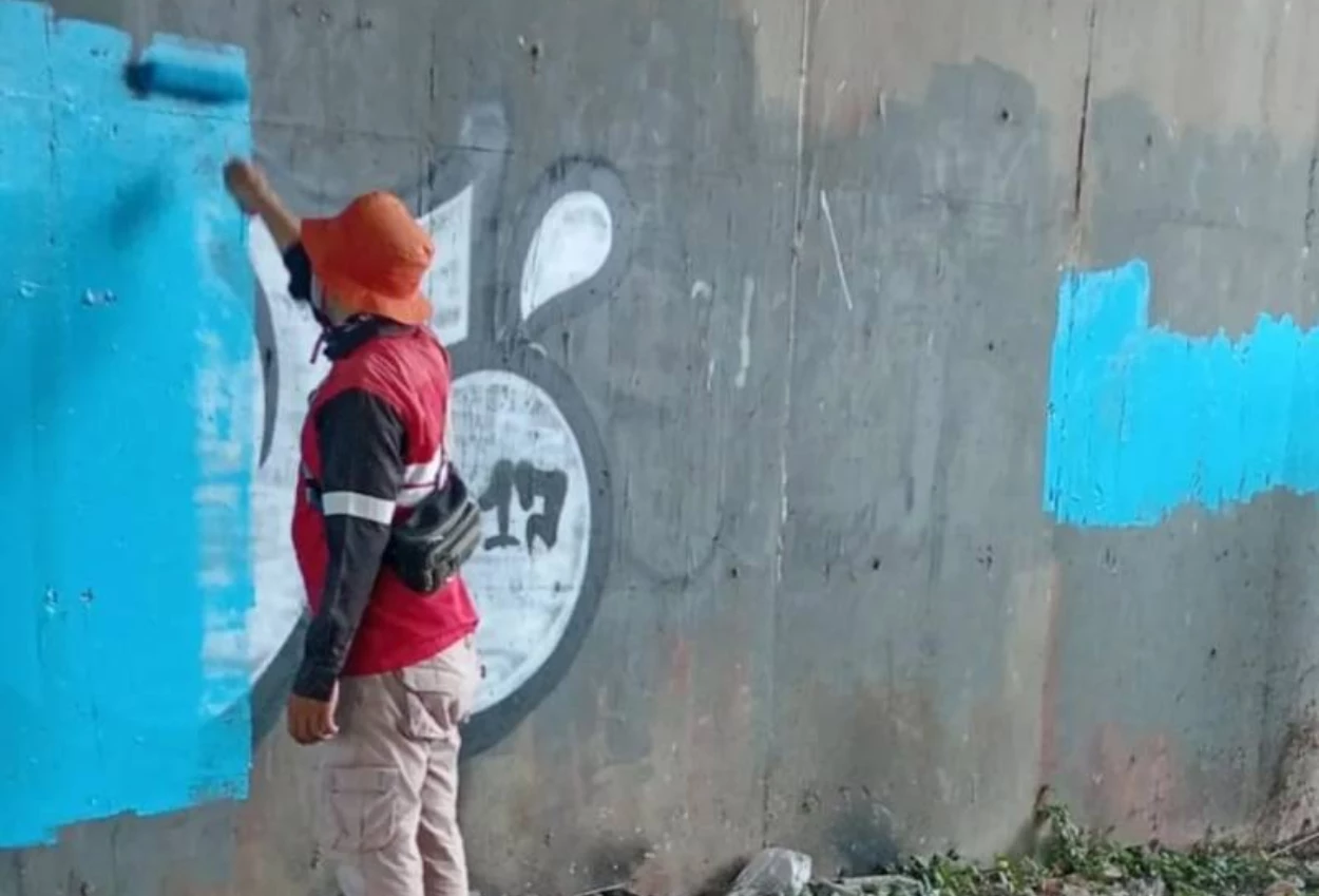 Tindak vandalisme, pemkot tangerang cat ulang kolong tol cipondoh