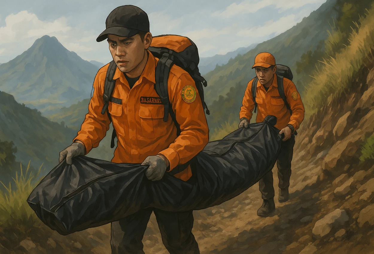 Turis brasil yang terjatuh dari jurang gunung rinjani ditemukan meninggal dunia