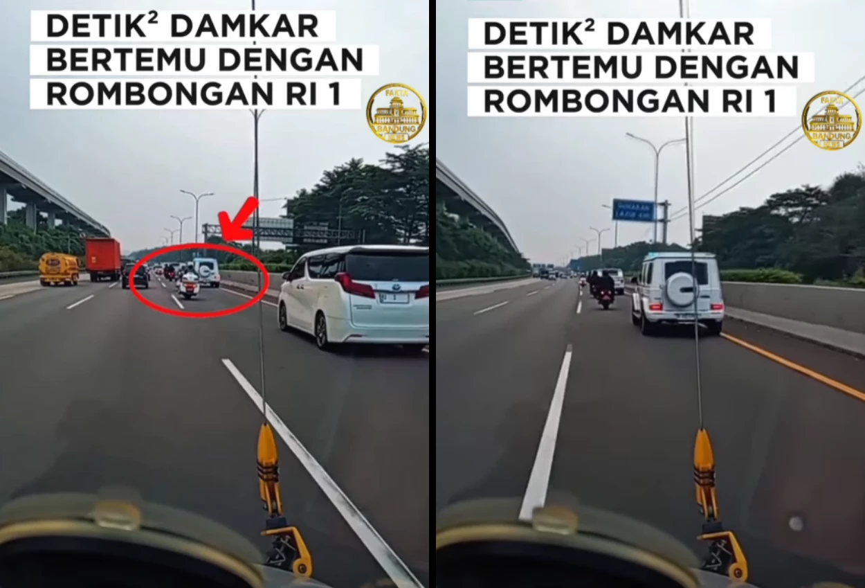 Viral! rombongan presiden prabowo prioritaskan mobil damkar di jalan raya