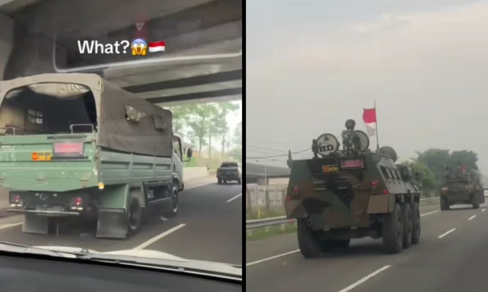 Viral! truk militer dan tank terekam di jalan, netizen jangan perang plis