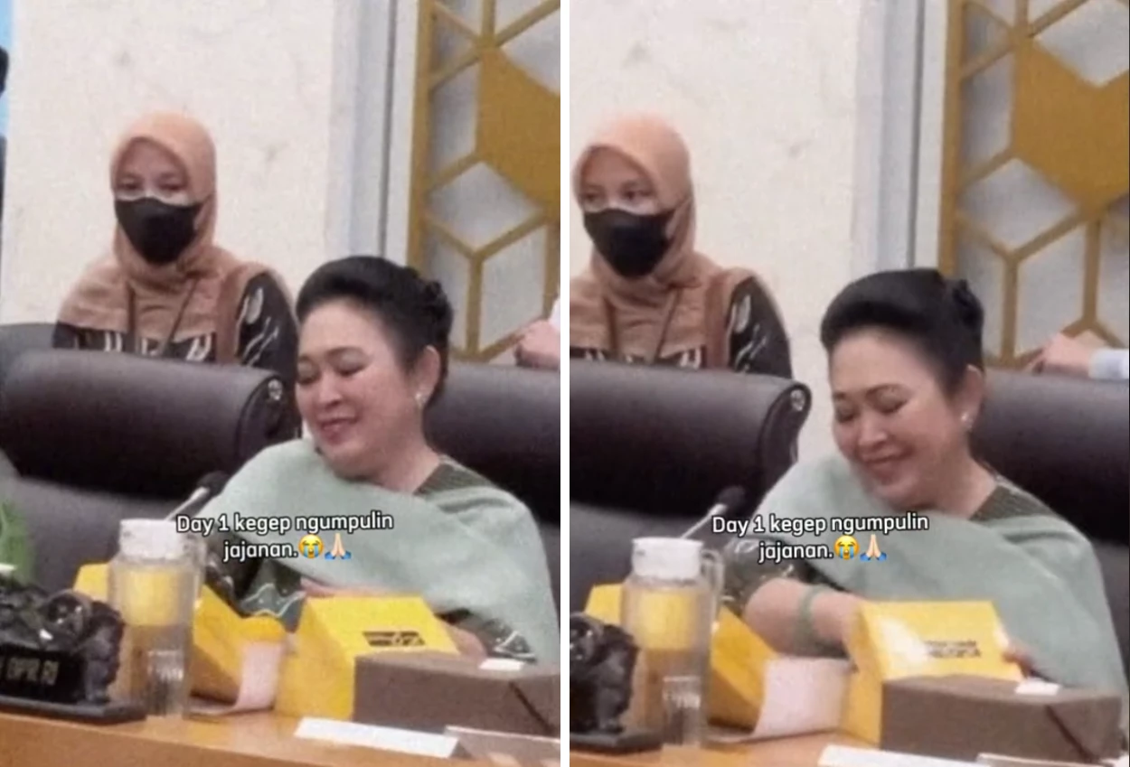 Bak emak emak lainnya, ini momen kocak titiek soeharto kumpulkan snack usai rapat