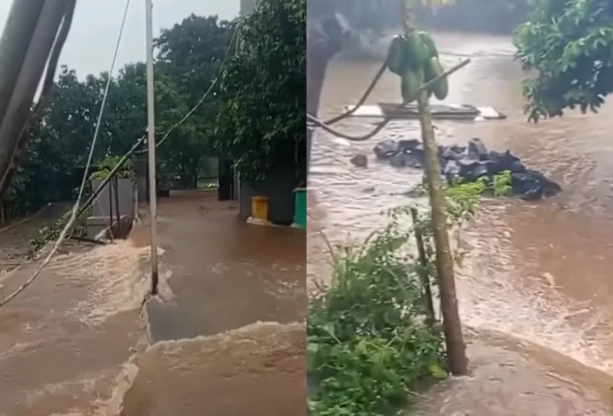 Diterjang banjir, tembok ruko di jalan aria putra ciputat jebol