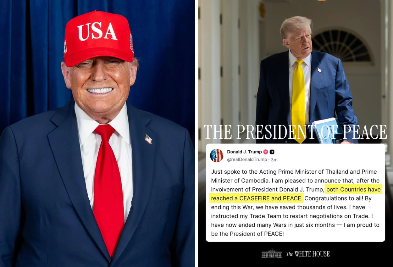 Donald trump merasa berjasa dalam mendamaikan thailand kamboja saya presiden perdamaian