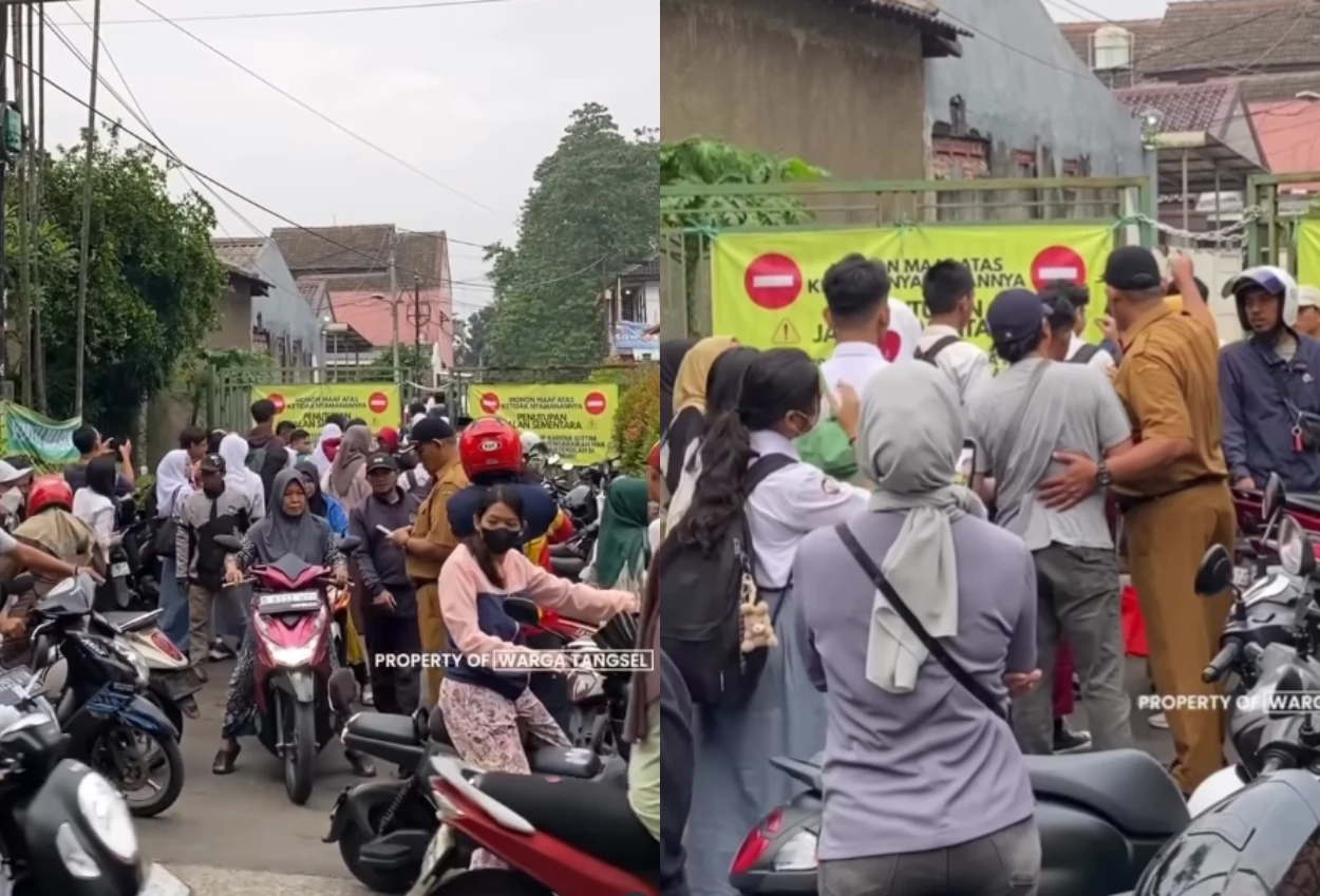 Hari pertama masuk sekolah, warga tangsel masih blokir akses jalan sman 6