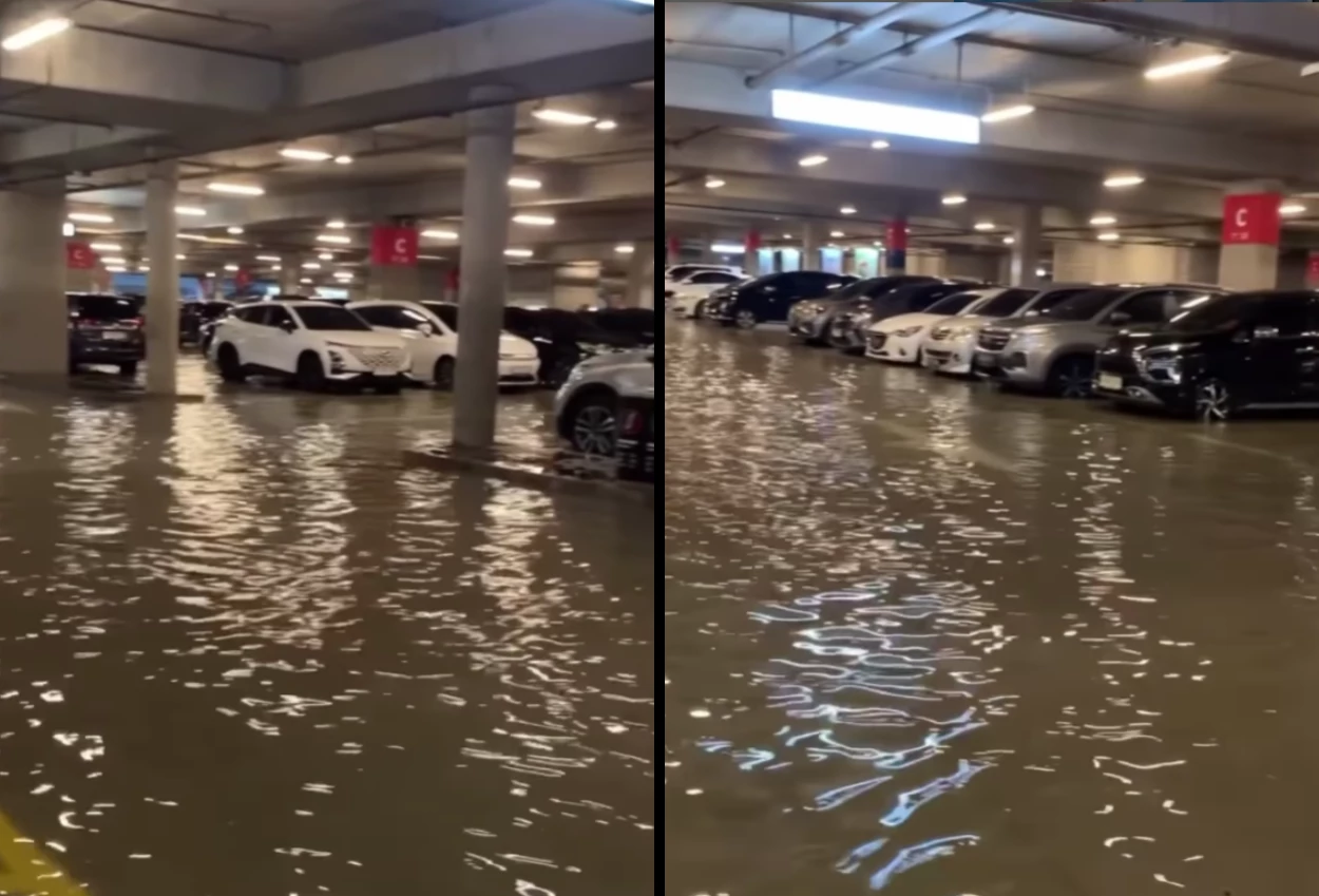 Imbas hujan deras, parkiran mal alam sutera dikepung banjir