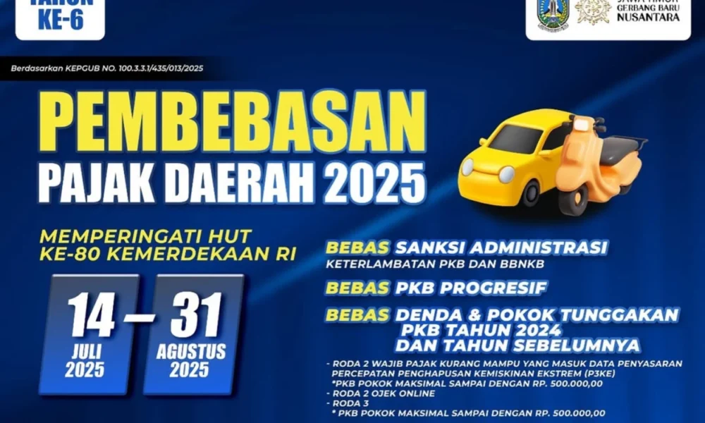 Jatim bebaskan denda pkb dan bbnkb mulai 14 juli hingga 31 agustus 2025