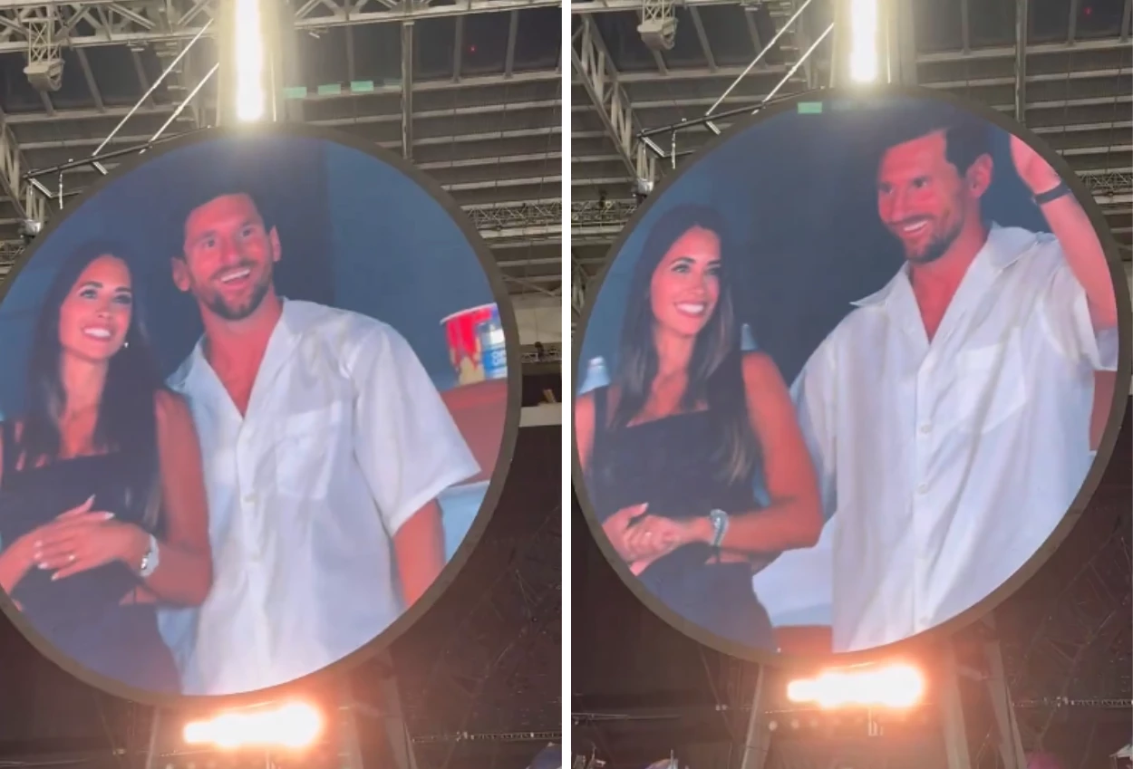 Lionel messi tertangkap kamera 'kiss cam' bersama istri di konser coldplay