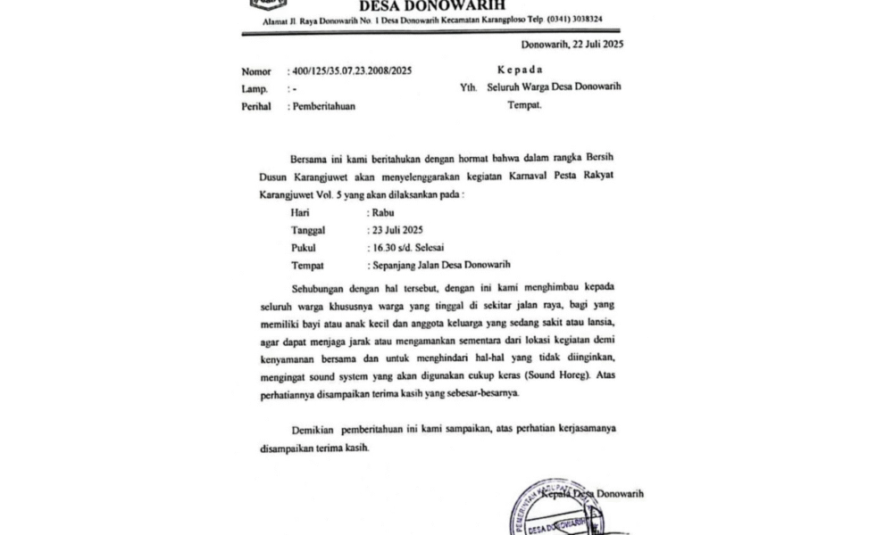 Gelar Karnaval Sound Horeg, Kades di Malang Minta Lansia dan Orang Sakit Ngungsi