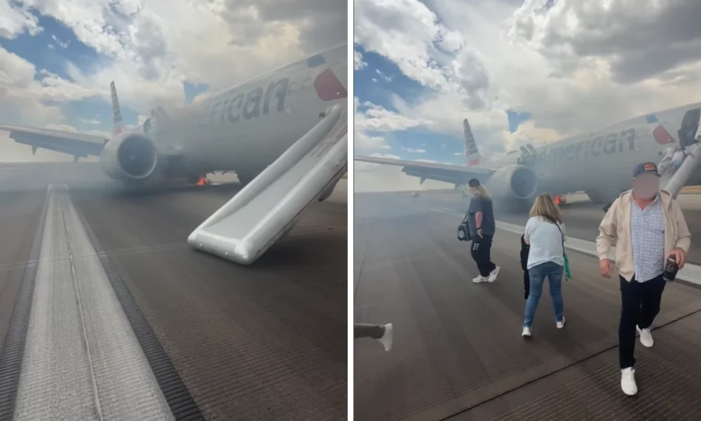 Ngeri! ini detik detik ratusan penumpang american airlines dievakuasi karena pesawat terbakar