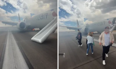 Ngeri! ini detik detik ratusan penumpang american airlines dievakuasi karena pesawat terbakar