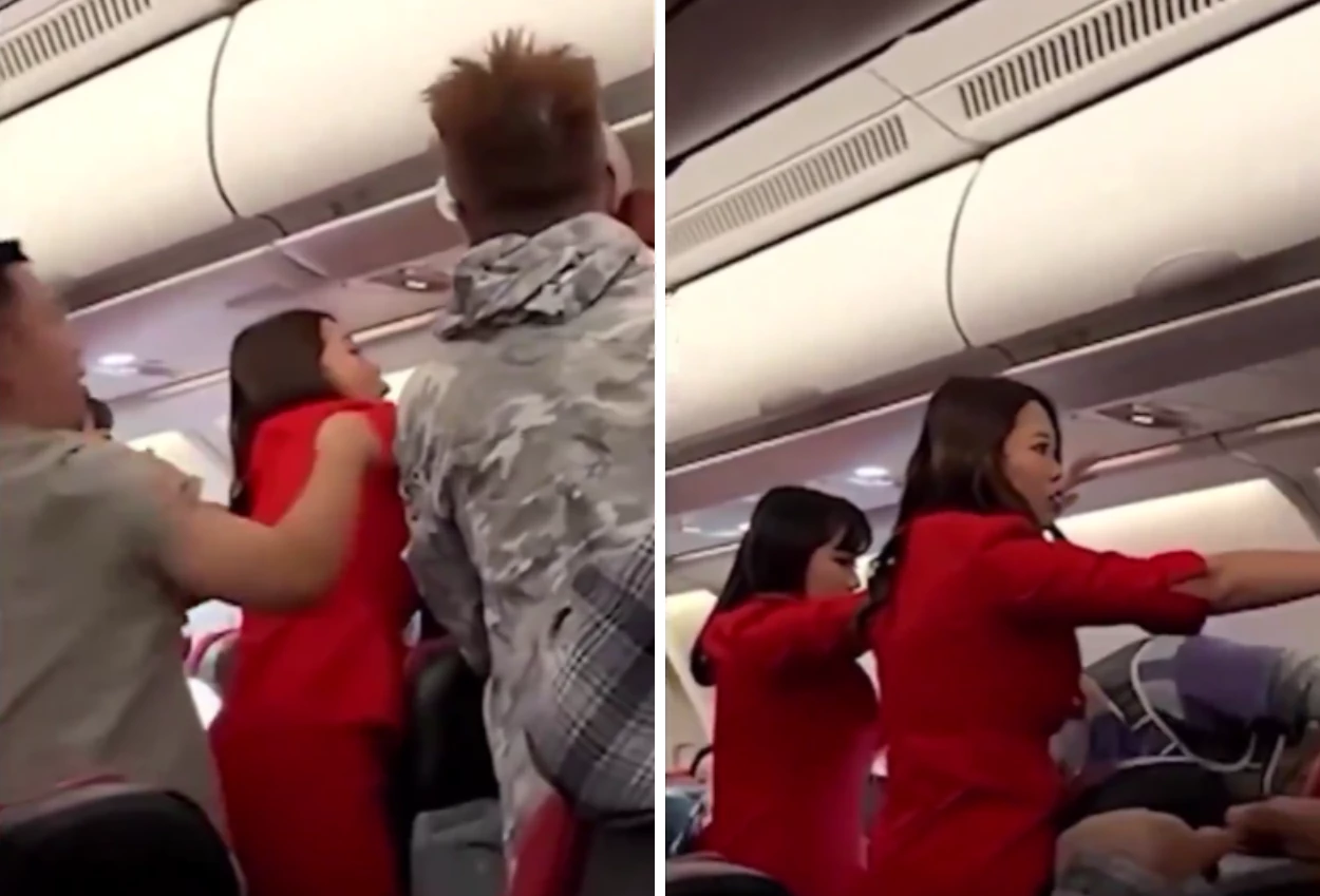 Tak terima ditegur karena berisik, penumpang air asia adu jotos