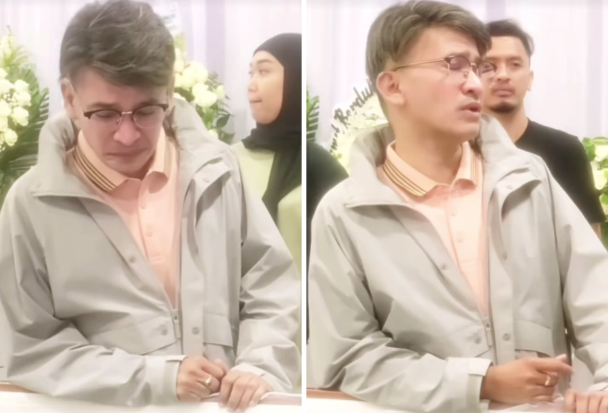 Tangis ruben onsu pecah saat berada di samping peti jenazah ayah sarwendah