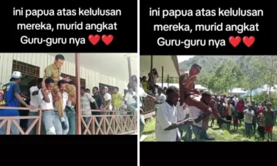 Viral! murid di papua rayakan kelulusan dengan menggendong guru mereka