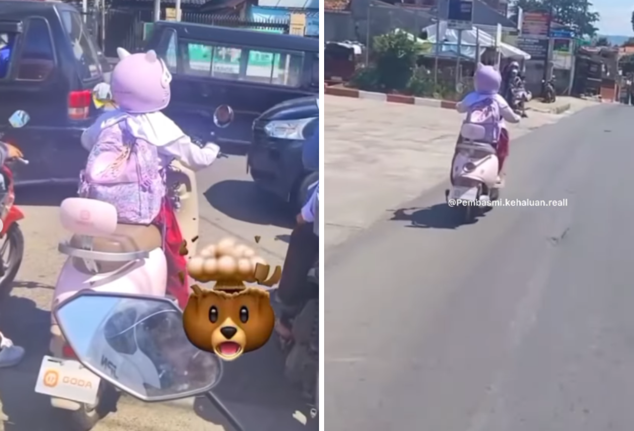 Waduh! anak sd terekam video bawa motor listrik di jalan raya