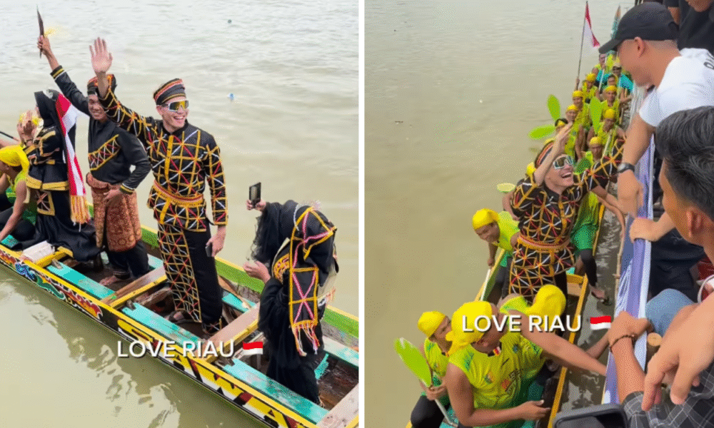 Aisar khaled ikut meriahkan festival pacu jalur di riau