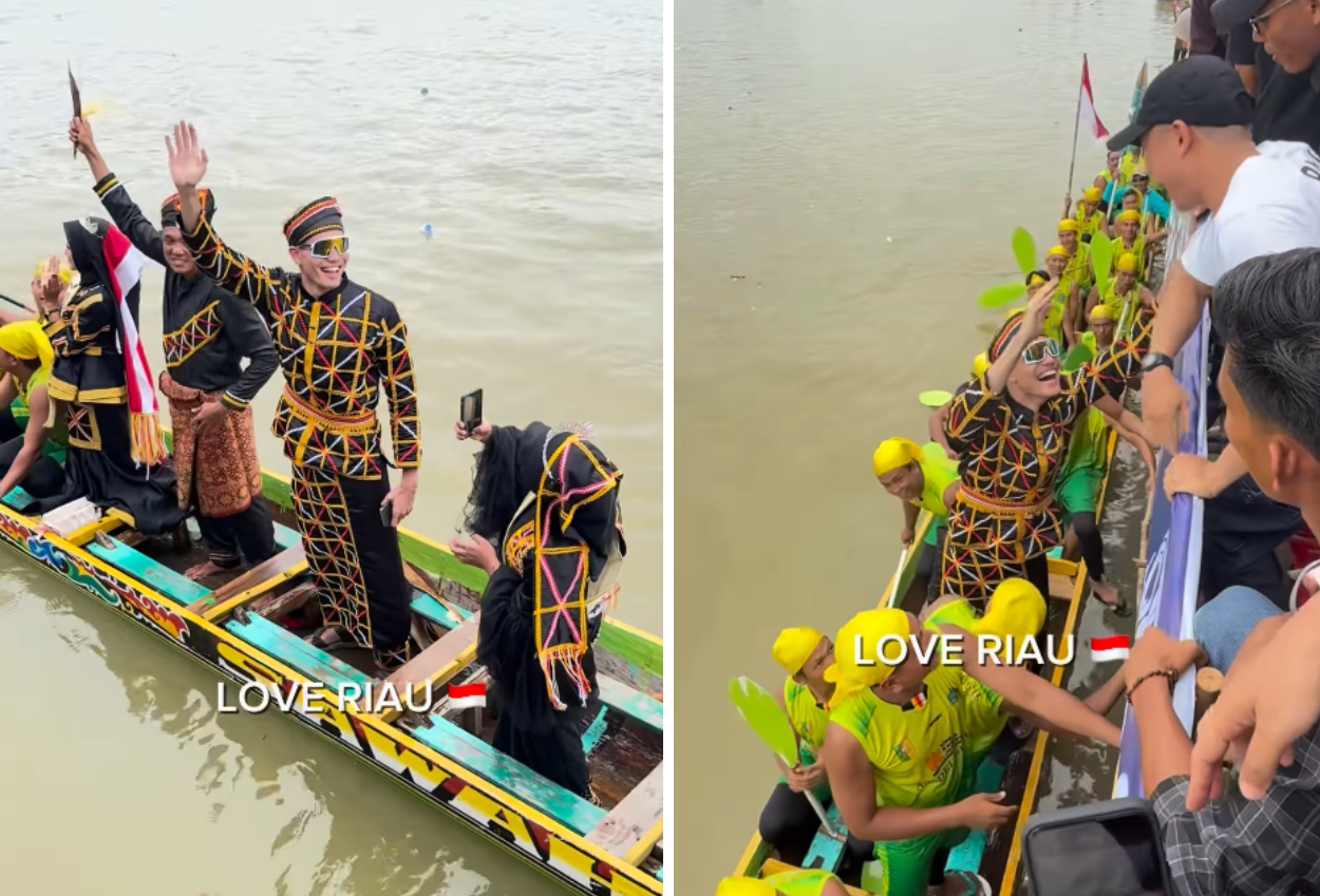Aisar khaled ikut meriahkan festival pacu jalur di riau
