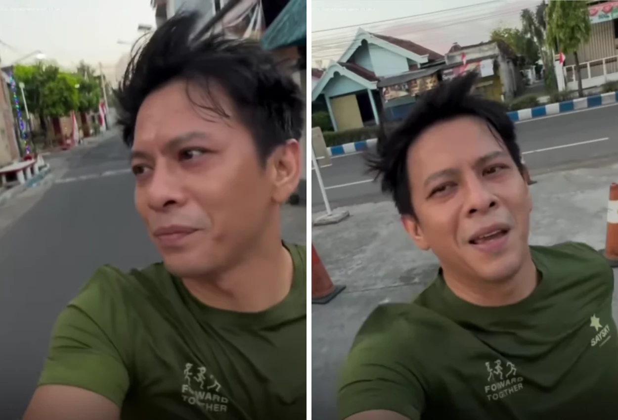 Ariel noah panik saat lari pagi di ponorogo kalau terlalu terang bahaya