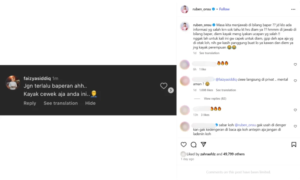 Begini jawaban ruben onsu saat disebut netizen kayak cewek
