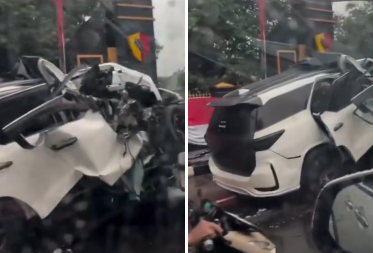 Fortuner hantam truk di serpong, pengemudi tewas