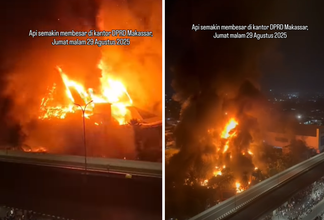 Gedung dprd makassar dibakar saat rapat paripurna, 3 orang tewas